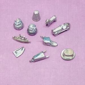Monopoly Game Tokens 10 Pieces Including 2 Money Bag Token